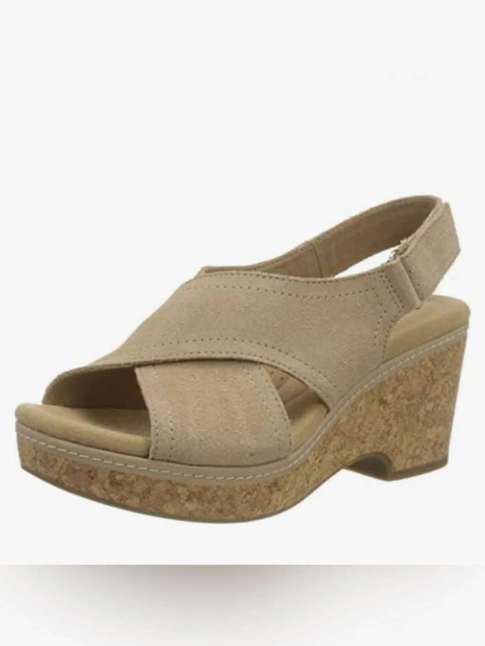 Clarks Giselle Cove Platform Wedge Sandals Sand Taupe Size 7.5 M